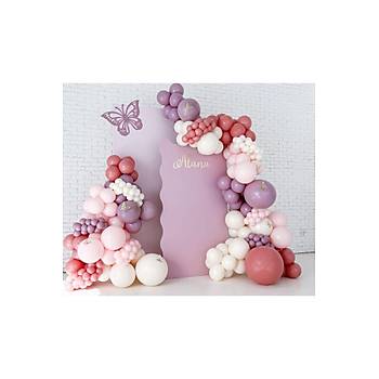 Clay pink lavanta makaron pembe retro white balon zinciri seti 100 l�