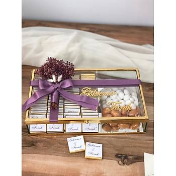 B�y�k Boy Cam Kutuda S�z Ni�an �ikolatas� - (80 Adet Madlen �ikolata ve Draje)