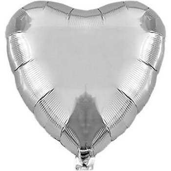 Gümüş Kalp Folyo Balon 40 cm