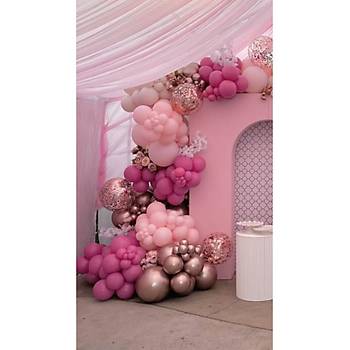 Fuya Pembe Rose Krom Balon Zinciri Seti 100'l