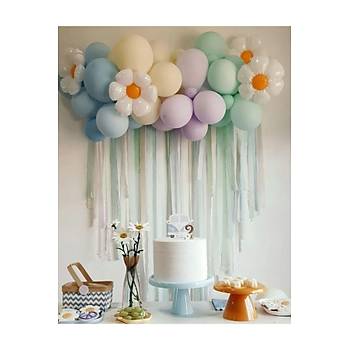 Makaron Mavi Mint Sar� Papatyal� Balon Zinciri Seti 54 Par�a