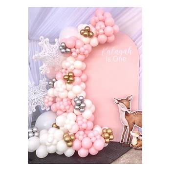 Makaron Pembe Beyaz Balon Zinciri Seti 100!l�