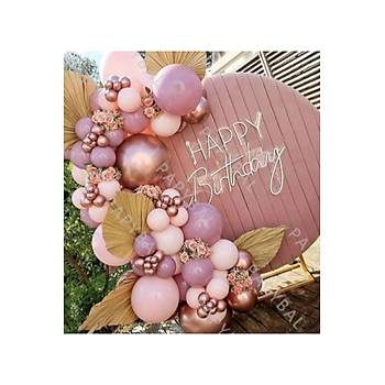 Makaron pembe toz pembe rose krom balon zinciri seti 100 l�