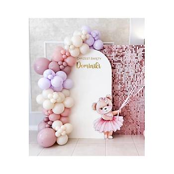 Toz Pembe Lila Retro White Balon Zinciri Seti 103'l�