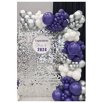 Mor Beyaz G�m�� Krom Balon Zinciri Seti 100'l�