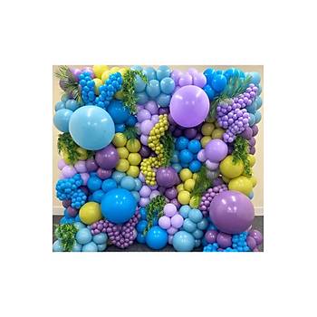 Retro Derin Okyanus Zeytin Ye�ili Cam Mavi ve Mor Balon Zinciri Seti 100'l�