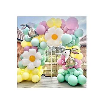 Sar� toz pembe k�� ye�ili papatya tav�an balon zinciri seti 103 l�