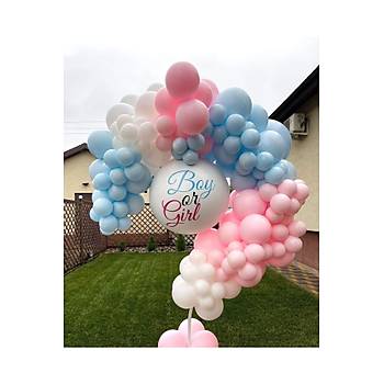 Pembe Mavi Beyaz Balon Zinciri Seti 101'li