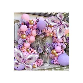 Pembe Lila Gold Krom Balon Zinciri Seti 100'l�