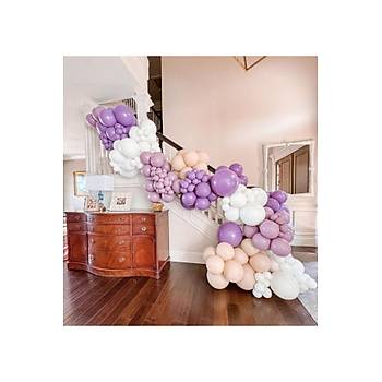 Lila Pembe Beyaz Balon Zinciri Seti 100'L�
