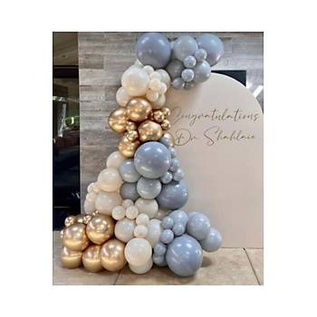 Zincir Balon Seti F�rt�na Mavisi-Deniz Kumu-Krom Gold 3 Renk 60 l� Balon zinciri seti