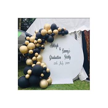 Siyah Gold Balon Zinciri 120 Adet Balon 5 Mt Zincir Aparat Ve Balon Pompas