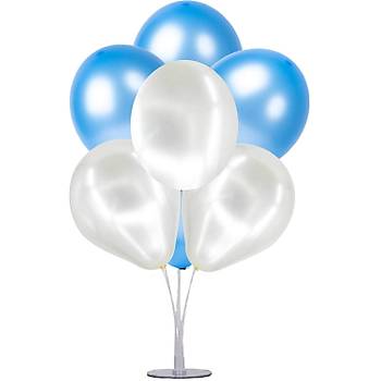Mavi Balonlu Balon Stand Seti - 1 Adet Stand ve 10 Adet Metalik Balon