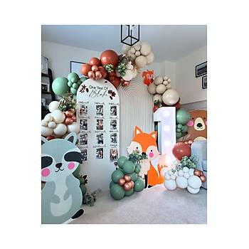 Orman Tilki Konsept Yan�k Turuncu Ye�il Deniz Kumu Balon Zinciri Seti 100'l�