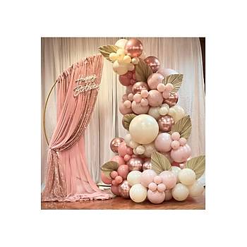 Soft pembe Rosewood pink blush rose krom balon zinciri seti 100l�