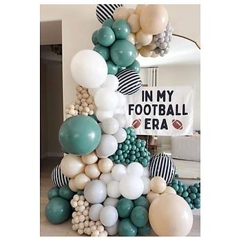 K�� Ye�ili Beyaz Krem Balon Zinciri Seti 103'l� Jumbo Balon Dahil