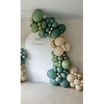 Gold Krom Ada �ay� Okaliptus Ye�ili Deniz Kumu Balon Zinciri Seti 100'l�