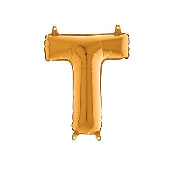 T Harfi Gold Renk Folyo Balon 60cm