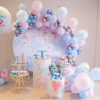 Pembe Mavi Balon Zinciri - 120 Adet Balon , 5 mt Zincir Aparat ve Balon Pompas