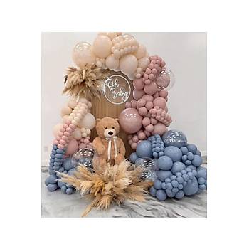 Clay pink f�rt�na mavi balon zinciri seti 100 l�