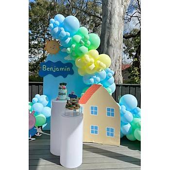 Makaron Mavi Ye�il Sar� Balon Zinciri Seti 100'l�