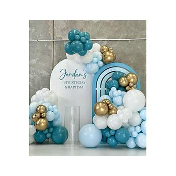 Deep Blue Gold Krom Beyaz Mavi Balon Zinciri Seti 100'l�