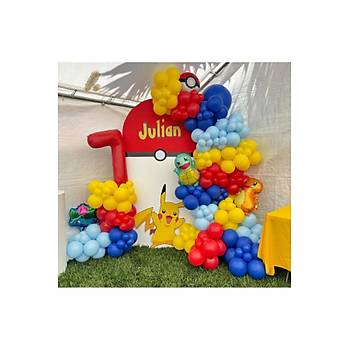 Sar� K�rm�z� Mavi Balon Zinciri Seti 100'l�