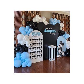 Mavi Siyah Beyaz Balon Zinciri Seti 103 'l� Jumbo Balon Dahil