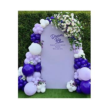 Lila Mor Beyaz Balon Zinciri Seti 103'l� Jumbo Balon Dahil