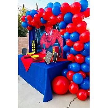 Spiderman Konsept Balon Zinciri Koyu Mavi K�rm�z� 100'l�
