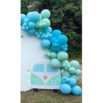 Retro Cam Mavi Ye�il Balon Zinciri Seti 100'l�