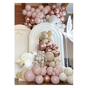 Retro pink blush deniz kumu rose krom balon zincir seti