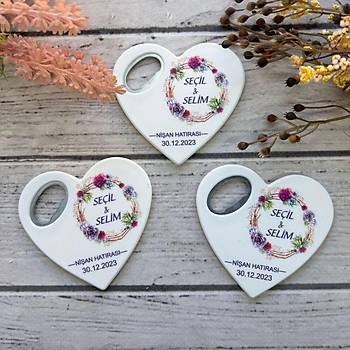 Kalpli A�acak Magnet Nikah �ekeri 8 cm - S�z Ni�an K�na Hediyelik