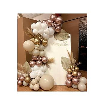 Rose gold krom beyaz deniz kumu retro balon zinciri seti 100 l�