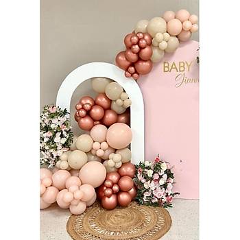 Retro Pink Blush Deniz Kumu Bak�r Krom Balon Zinciri Seti 100'l�