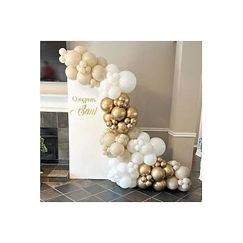 Gold krom beyaz deniz kumu balon zinciri seti 100 l�