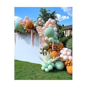 K�� Ye�ili Pembe Yan�k Turuncu Balon Zinciri Seti 103'l� Jumbo Balon Dahil