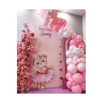 Do�al Pembe Soft Pembe ve Beyaz Balon Zinciri Seti 100'l�