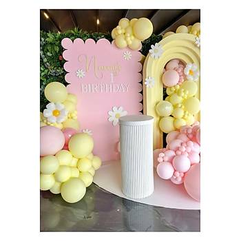 Pembe Sar� Papatya Folyo Balonlu Balon Zinciri Seti 103'l�