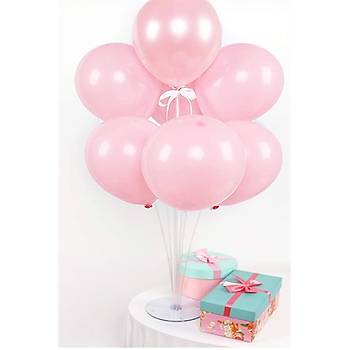 Makaron Pembe Balonlu Balon Stand - 1 Adet Stand ve 10 Adet Balon