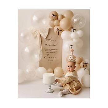 S�tl� kahve beyaz �effaf balon zinciri seti 100 l�