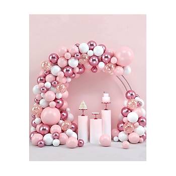 Pembe beyaz krom pembe balon zinciri seti 100 l�