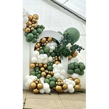 Okaliptus Ye�il Beyaz Gold Krom Balon Zinciri Seti 100'l�
