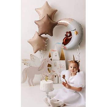 Retro y�ld�z ve ay�l� ay folyo balon seti