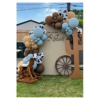 �iftlik Tema Mavi Kahverengi Balon Zinciri Seti 100'l�