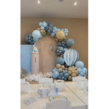 Retro Mavi Deniz Kumu Balon Zinciri Seti 100'l�