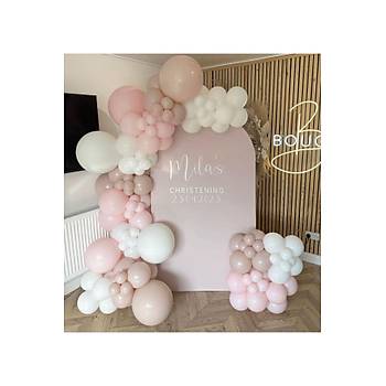 Toz pembe pink blush beyaz balon zinciri seti 100 l�