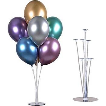 Krom Balonlu Balon Stand - 1 Adet Stand ve 10 Krom Adet Balon
