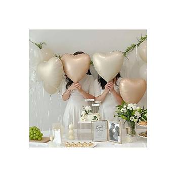 Bej ve s�tl� kahve folyo kalp balon 4 adet