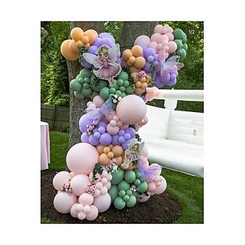 Lila Pembe Okaliptus Ye�ili Balon Zinciri Seti 100'l�